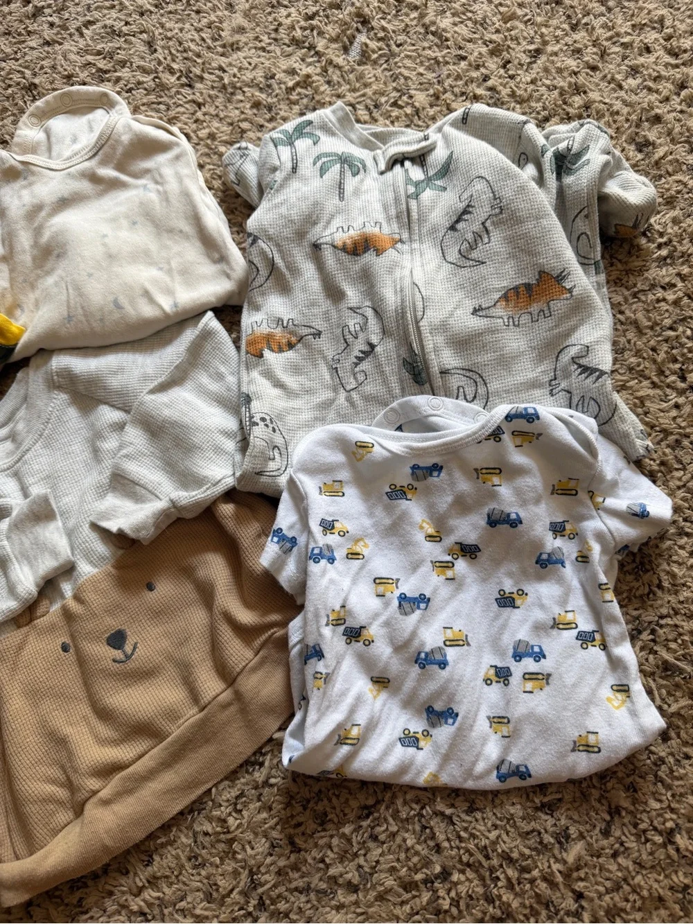 Carter's Mixed Short-Sleeve & Sleepwear Tops in Yellow, Cream, Tan, White, Gray